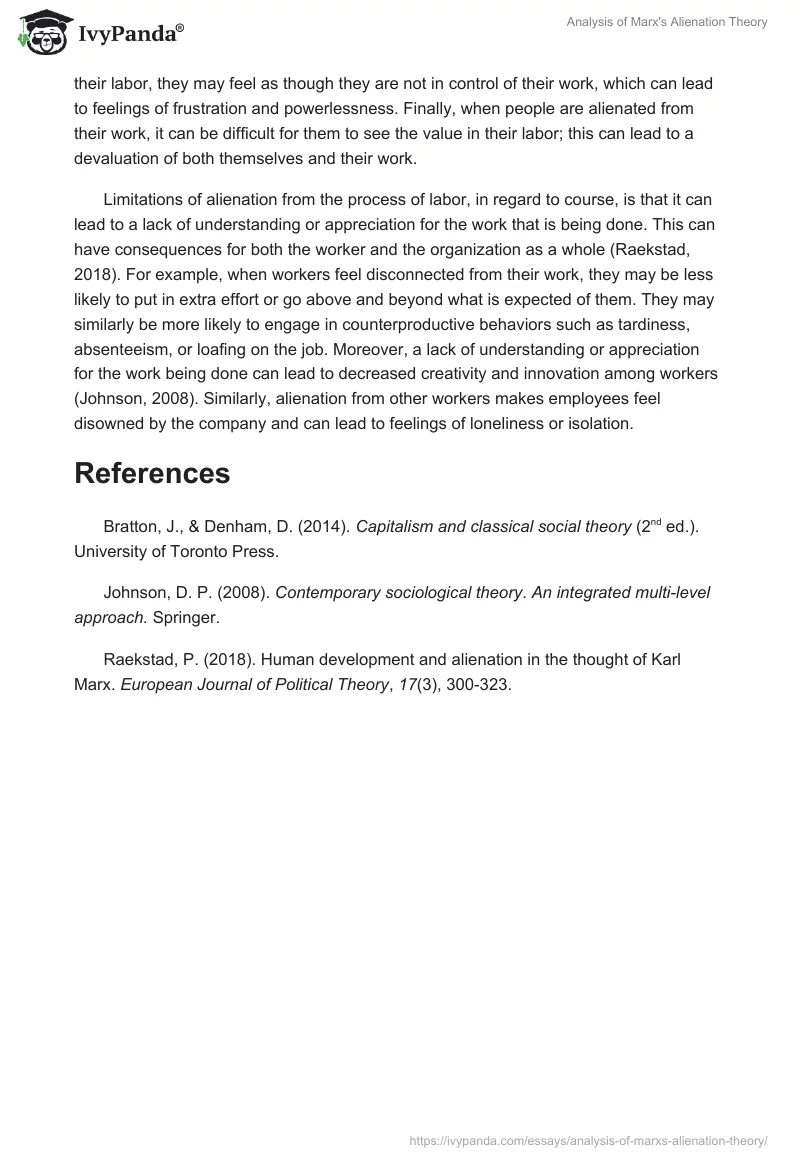 Analysis of Marx's Alienation Theory. Page 4