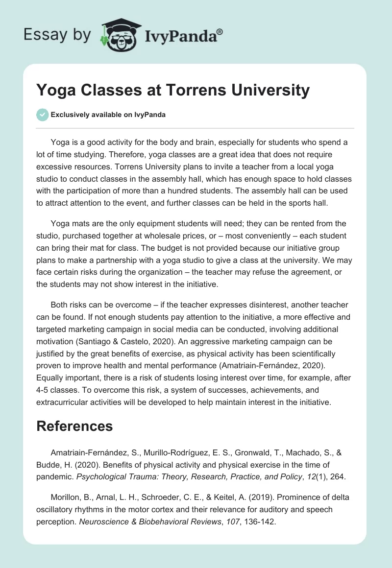 Yoga Classes at Torrens University. Page 1