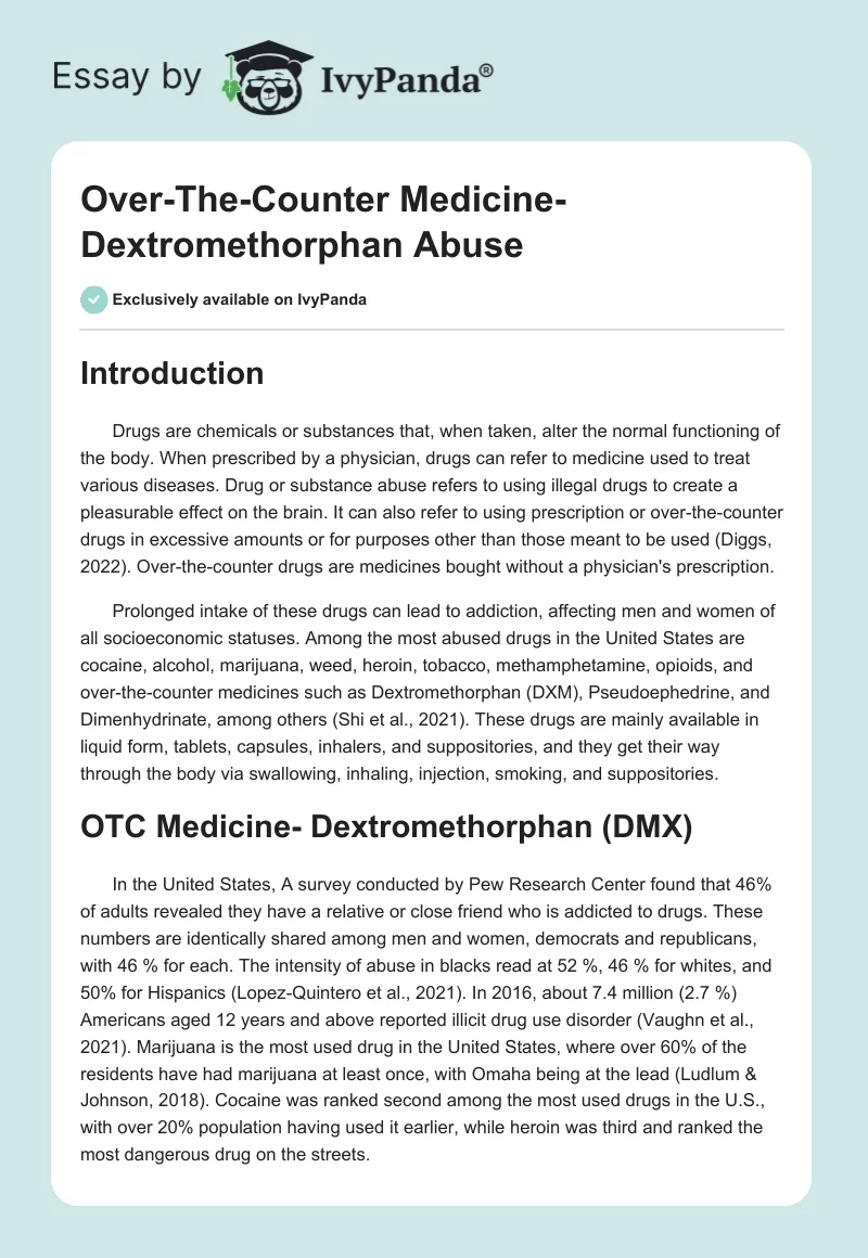 Over-The-Counter Medicine- Dextromethorphan Abuse. Page 1