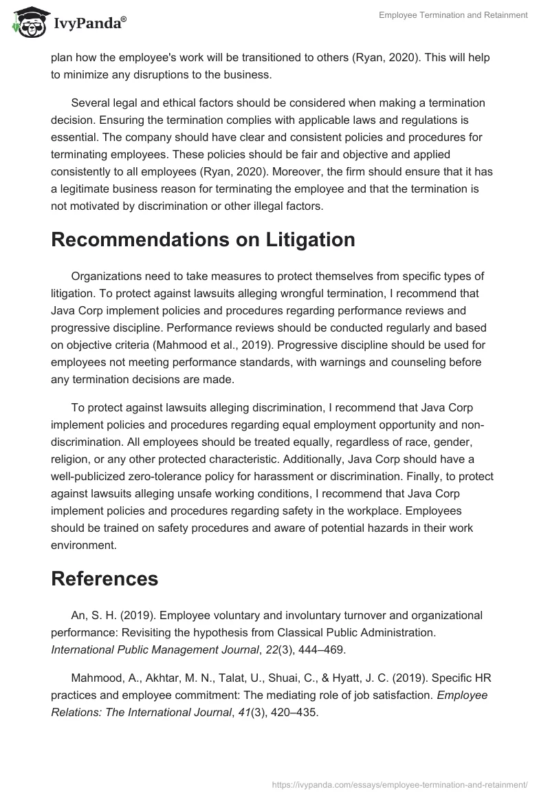 Employee Termination and Retainment. Page 3