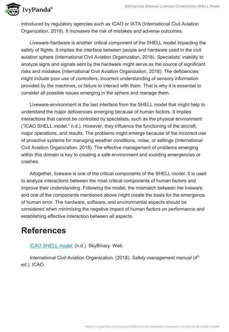 Deficiencies Between Liveware Components: SHELL Model. Page 2