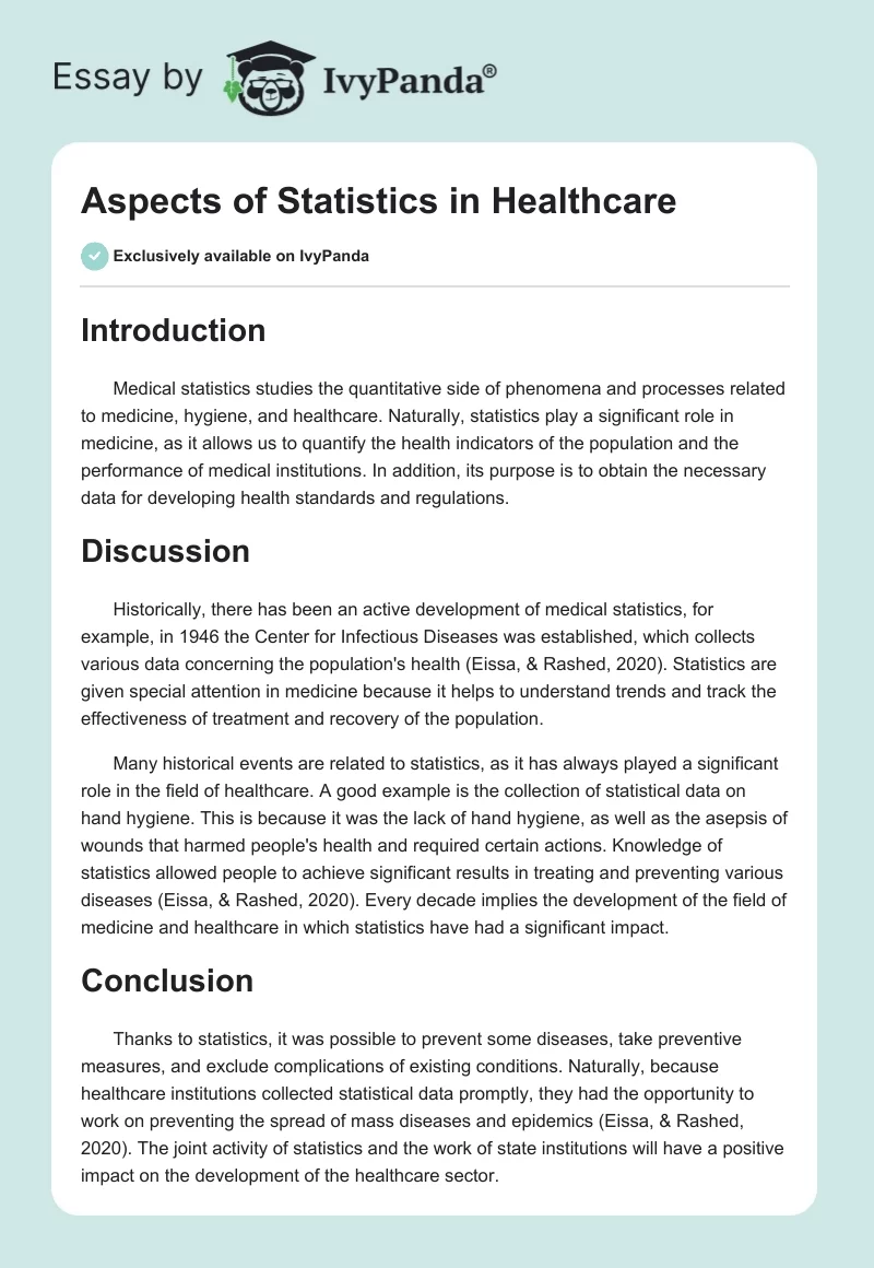 Aspects of Statistics in Healthcare. Page 1