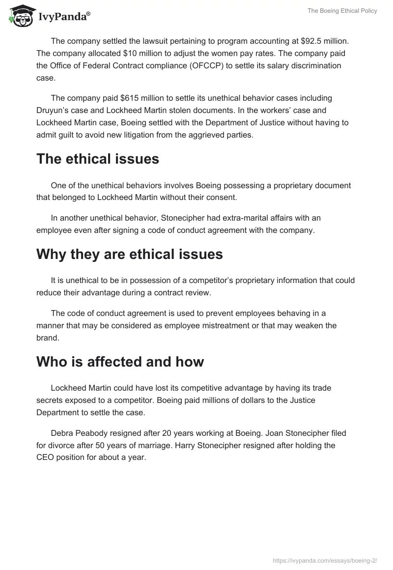 The Boeing Ethical Policy. Page 2