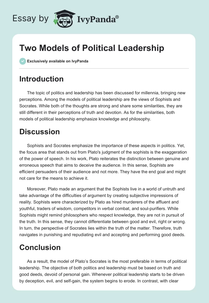 Two Models of Political Leadership. Page 1