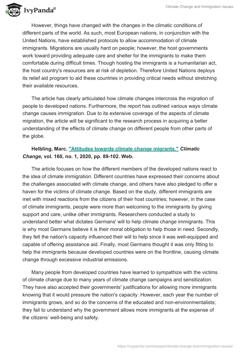 Climate Change and Immigration Issues. Page 2