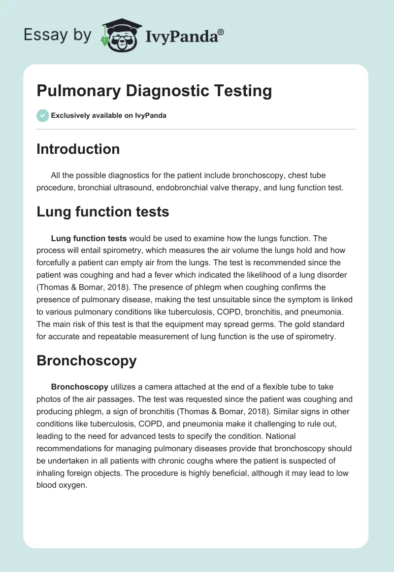 Pulmonary Diagnostic Testing. Page 1