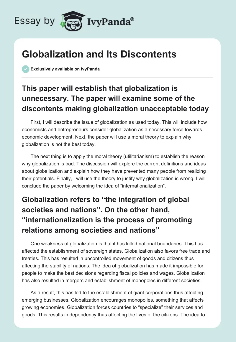 Globalization and Its Discontents. Page 1