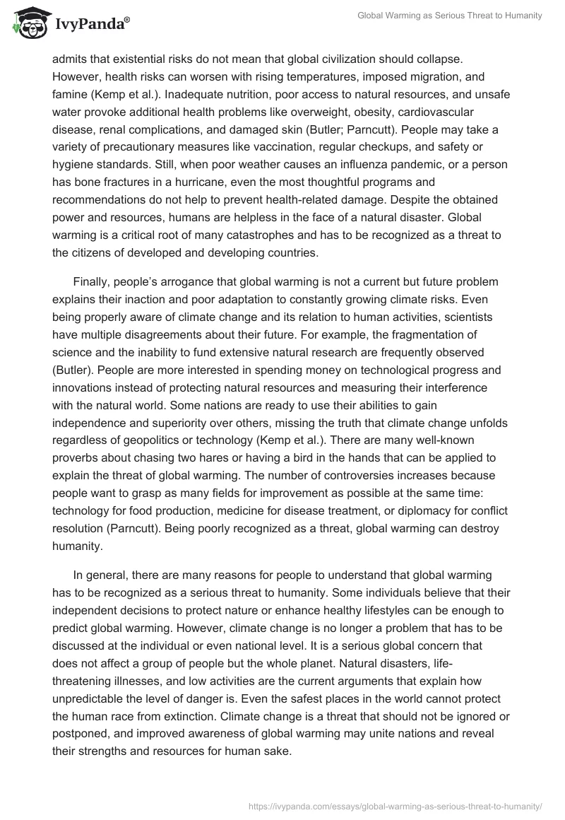 Global Warming as Serious Threat to Humanity. Page 2