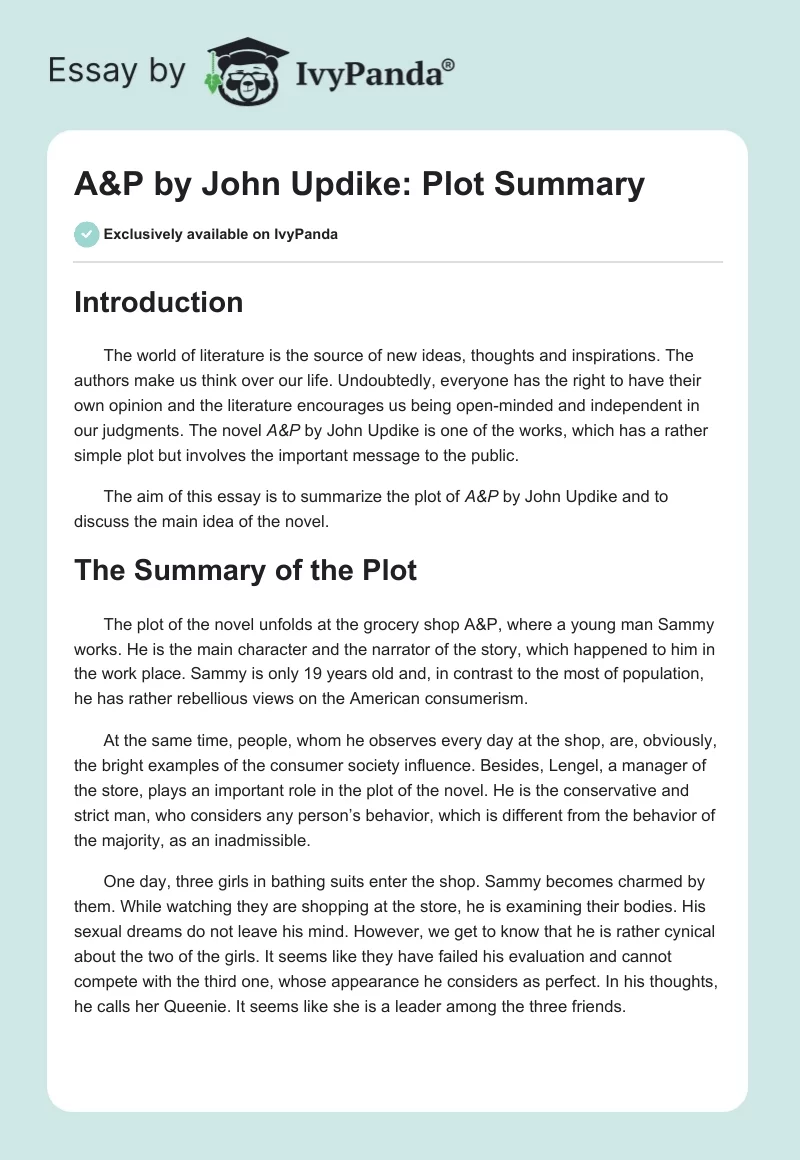 A&P by John Updike: Plot Summary. Page 1