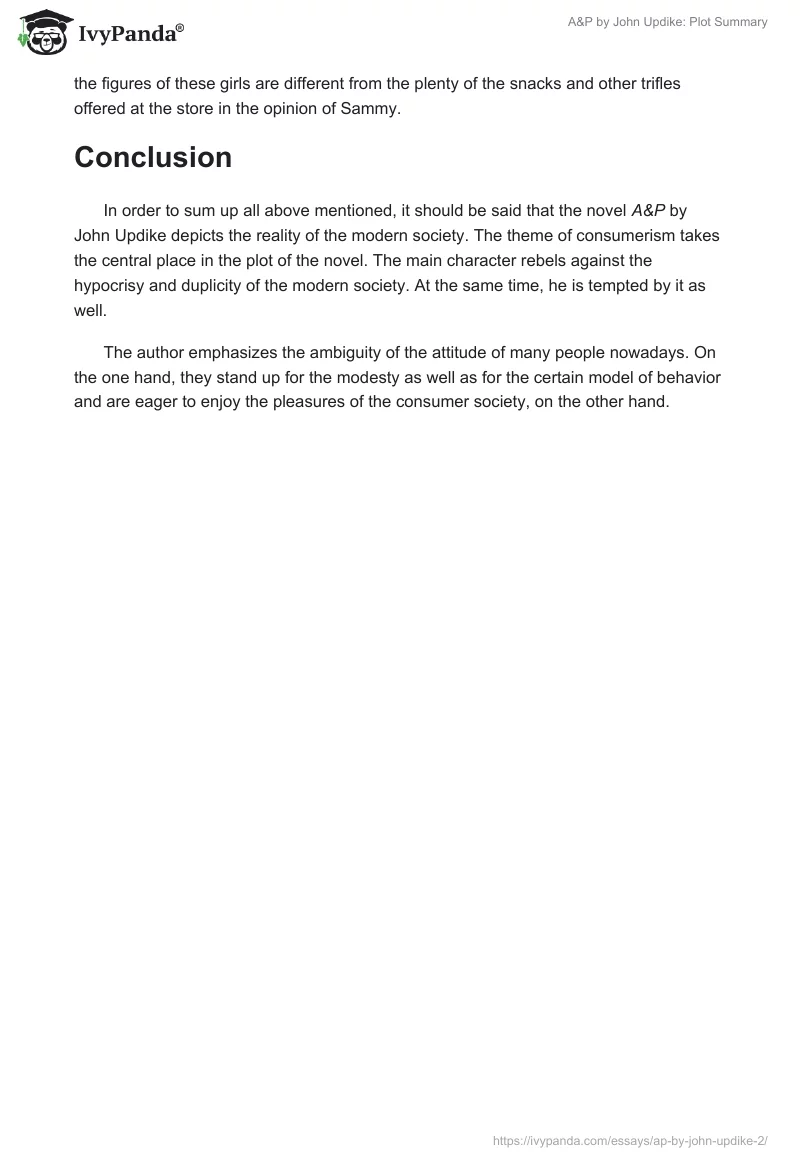 A&P by John Updike: Plot Summary. Page 3