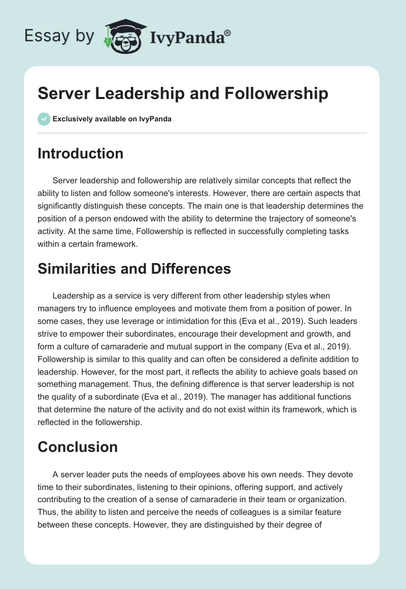 Server Leadership and Followership. Page 1