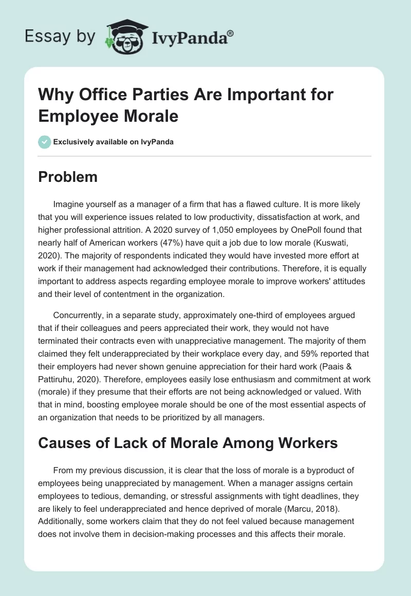 Why Office Parties Are Important for Employee Morale. Page 1