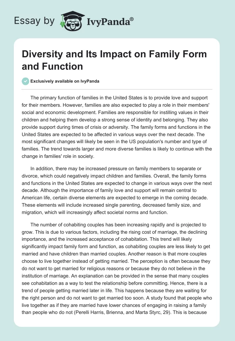 Diversity and Its Impact on Family Form and Function. Page 1
