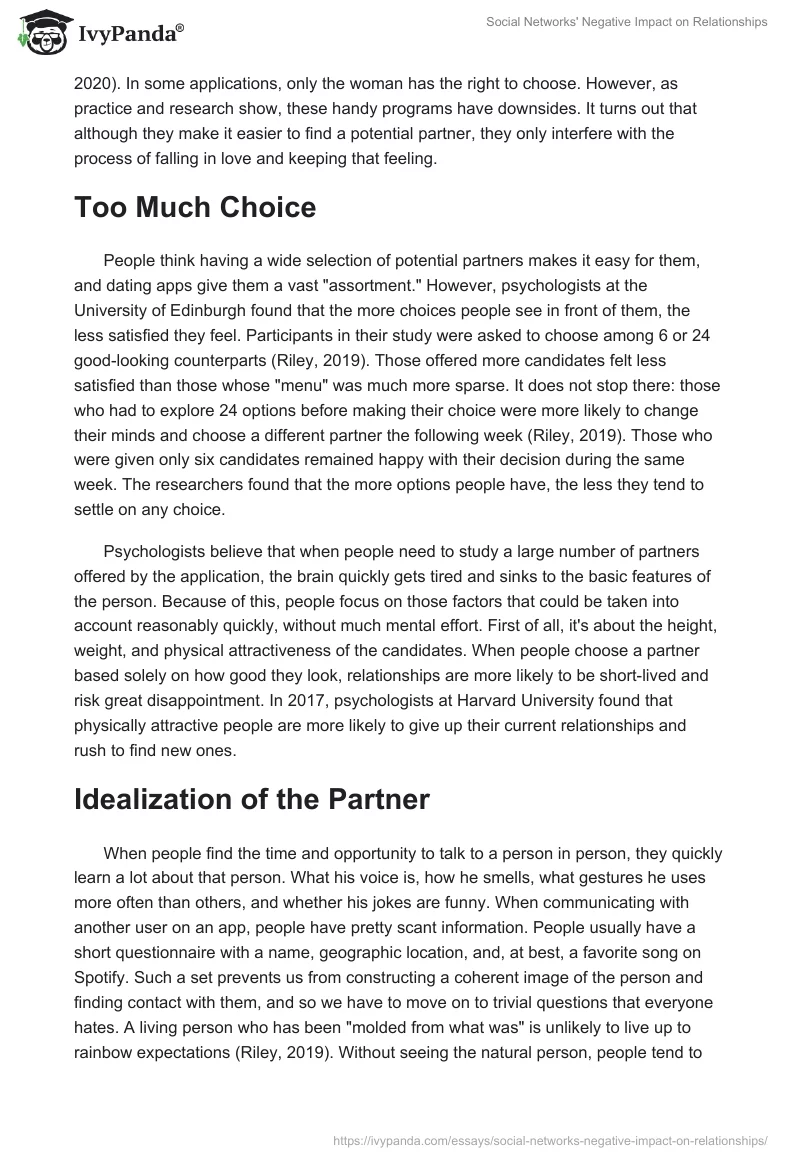 Social Networks' Negative Impact on Relationships. Page 2