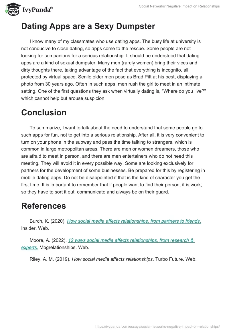 Social Networks' Negative Impact on Relationships. Page 4