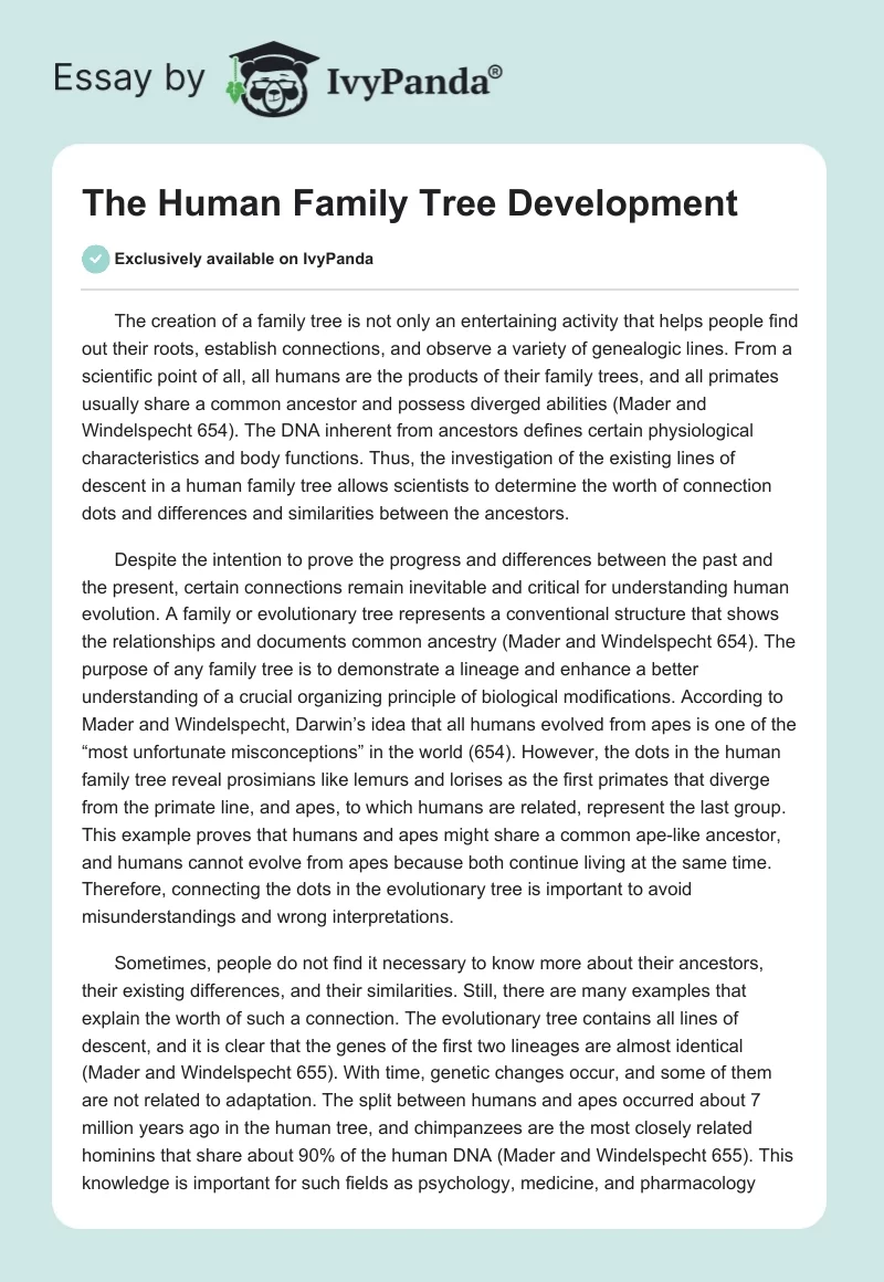The Human Family Tree Development. Page 1