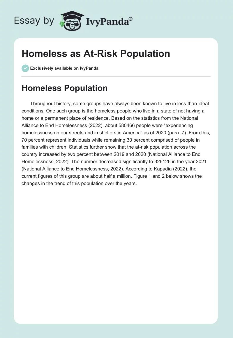 Homeless as At-Risk Population. Page 1