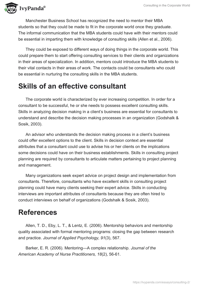 Consulting in the Corporate World. Page 2
