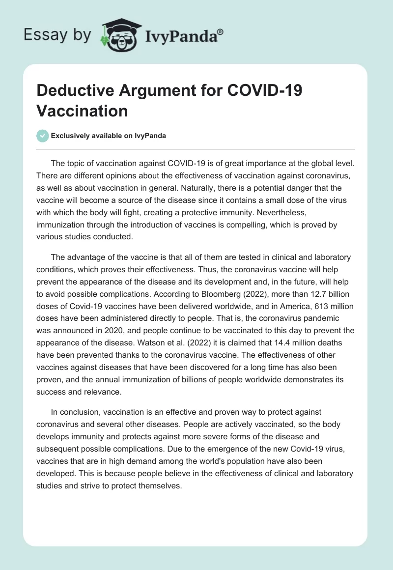 Deductive Argument for COVID-19 Vaccination. Page 1