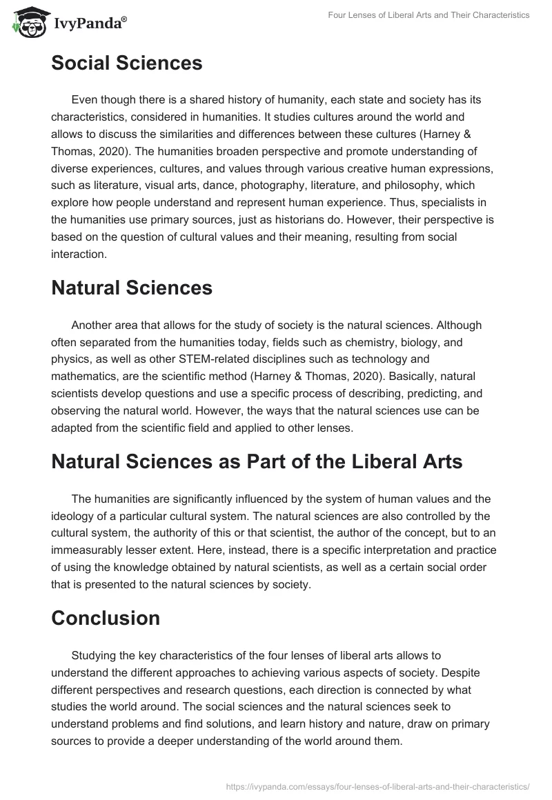 Four Lenses of Liberal Arts and Their Characteristics. Page 2