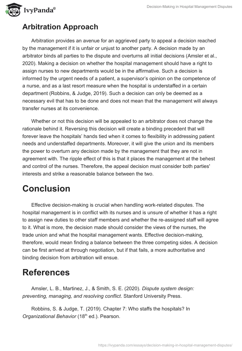 Decision-Making in Hospital Management Disputes. Page 2