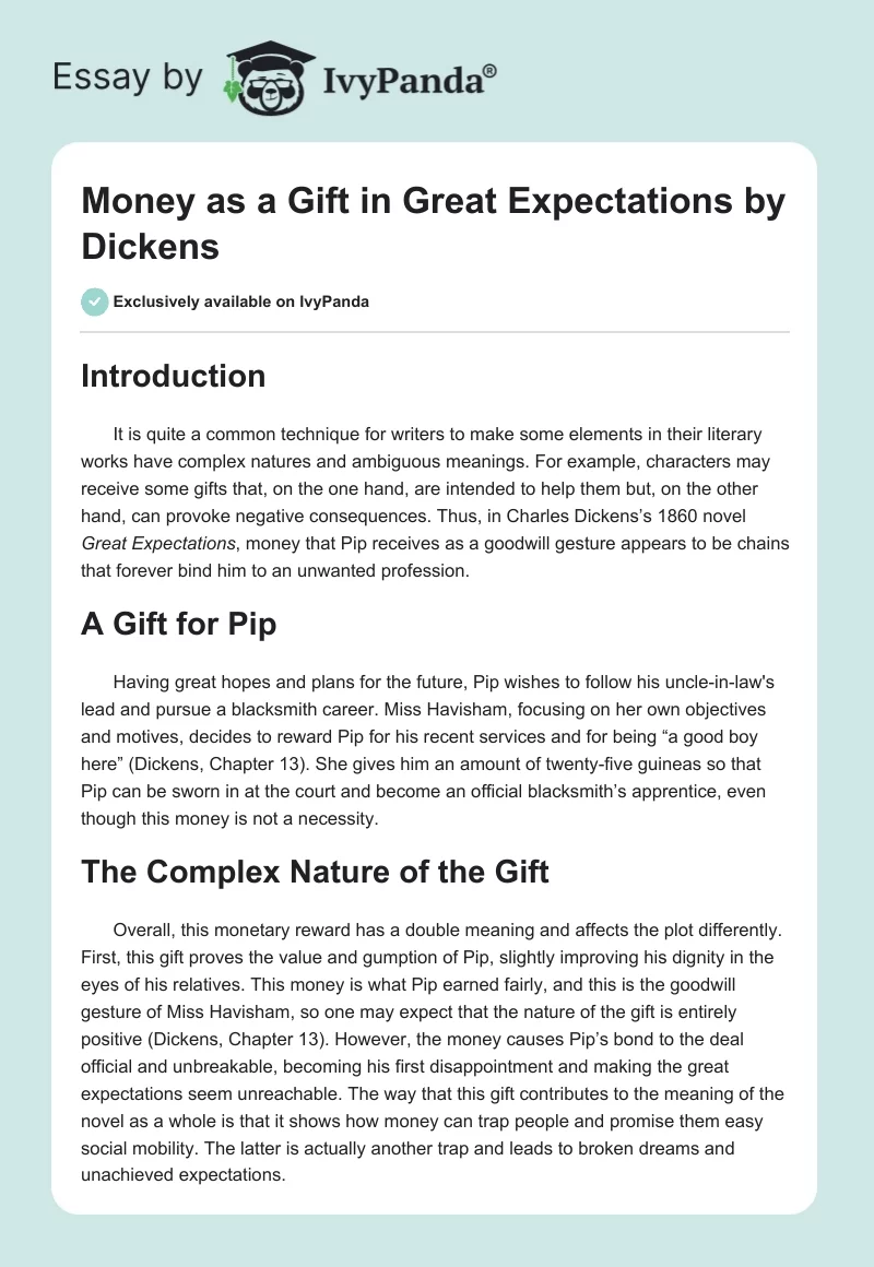 money as a gift essay