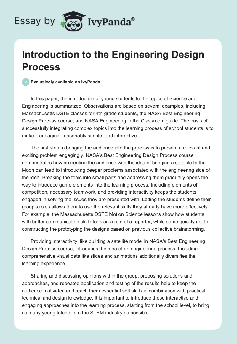 Introduction to the Engineering Design Process. Page 1