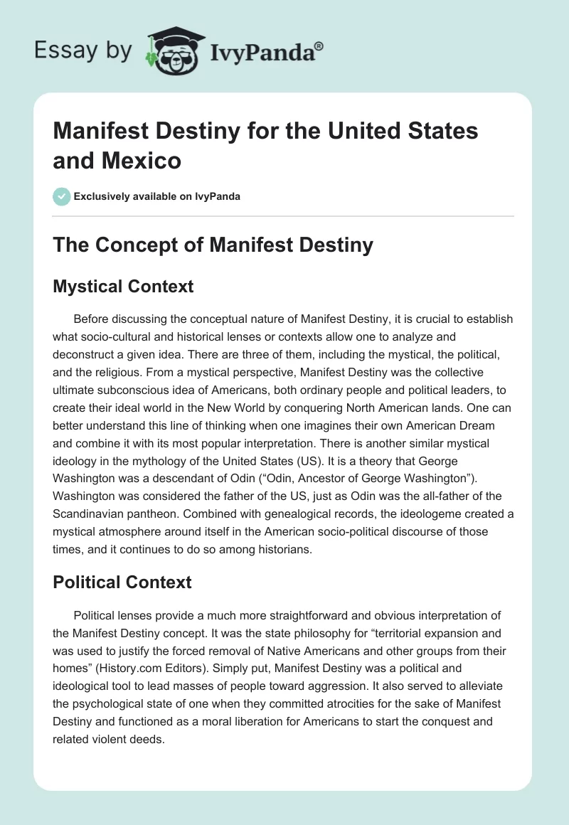 Manifest Destiny for the United States and Mexico. Page 1