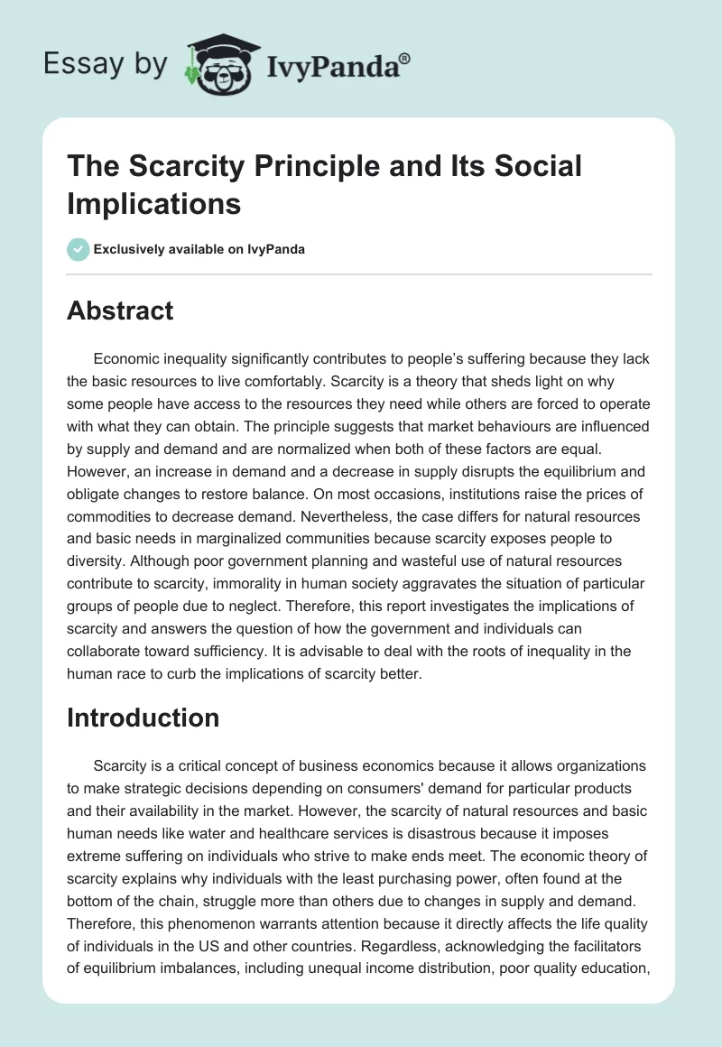 The Scarcity Principle and Its Social Implications. Page 1