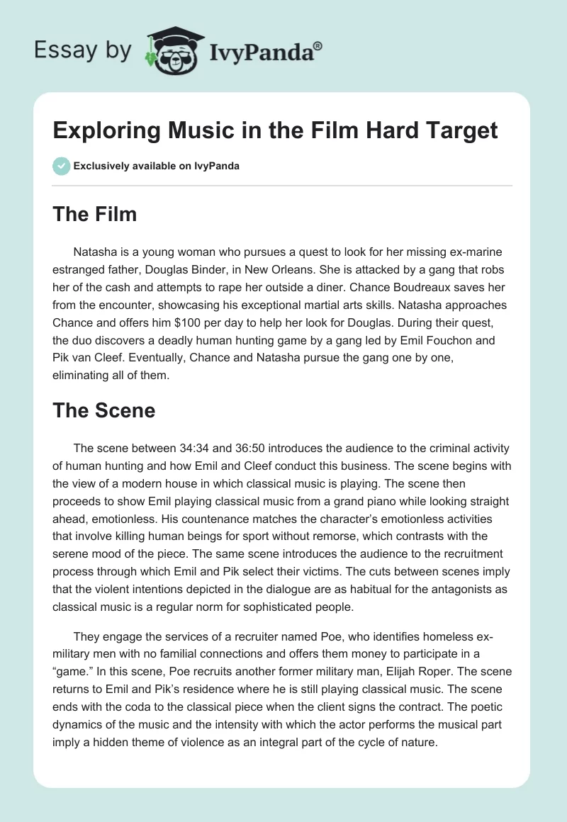 Exploring Music in the Film "Hard Target". Page 1