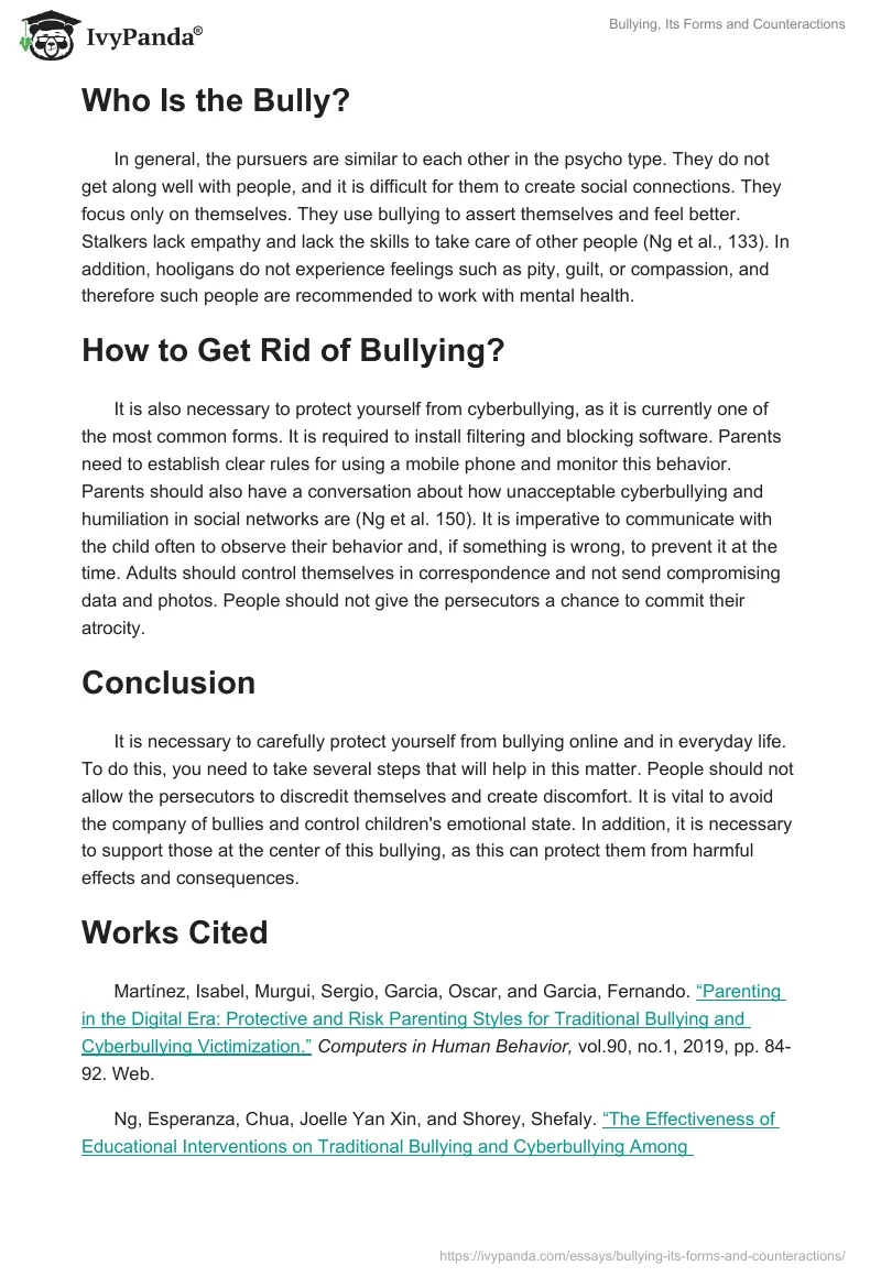 Bullying, Its Forms, and Counteractions. Page 2