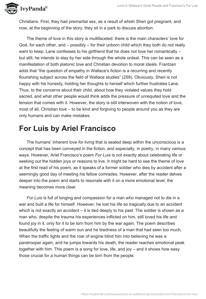 Love in Wallace's Good People and Francisco's For Luis. Page 2