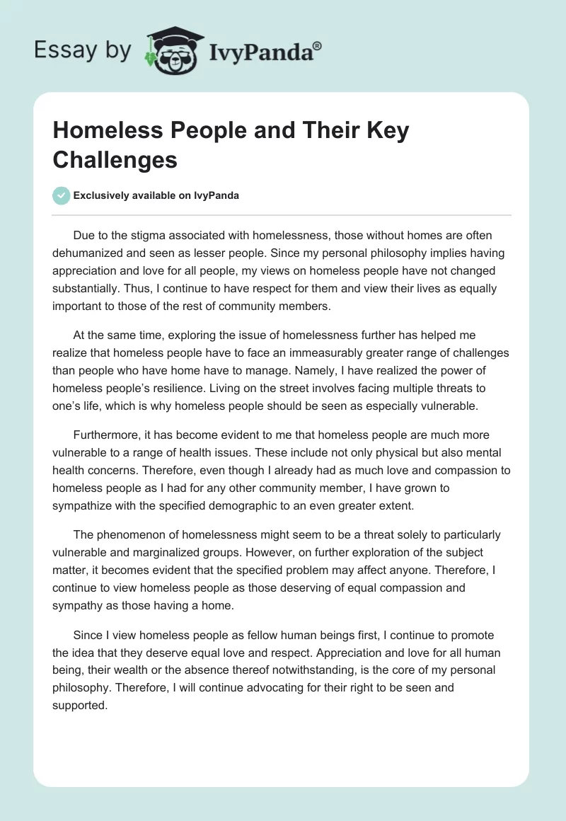 Homeless People and Their Key Challenges. Page 1