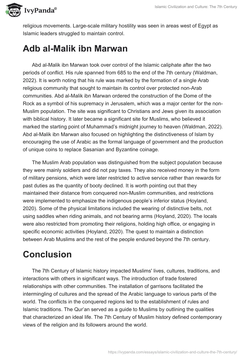 Islamic Civilization and Culture: The 7th Century. Page 4