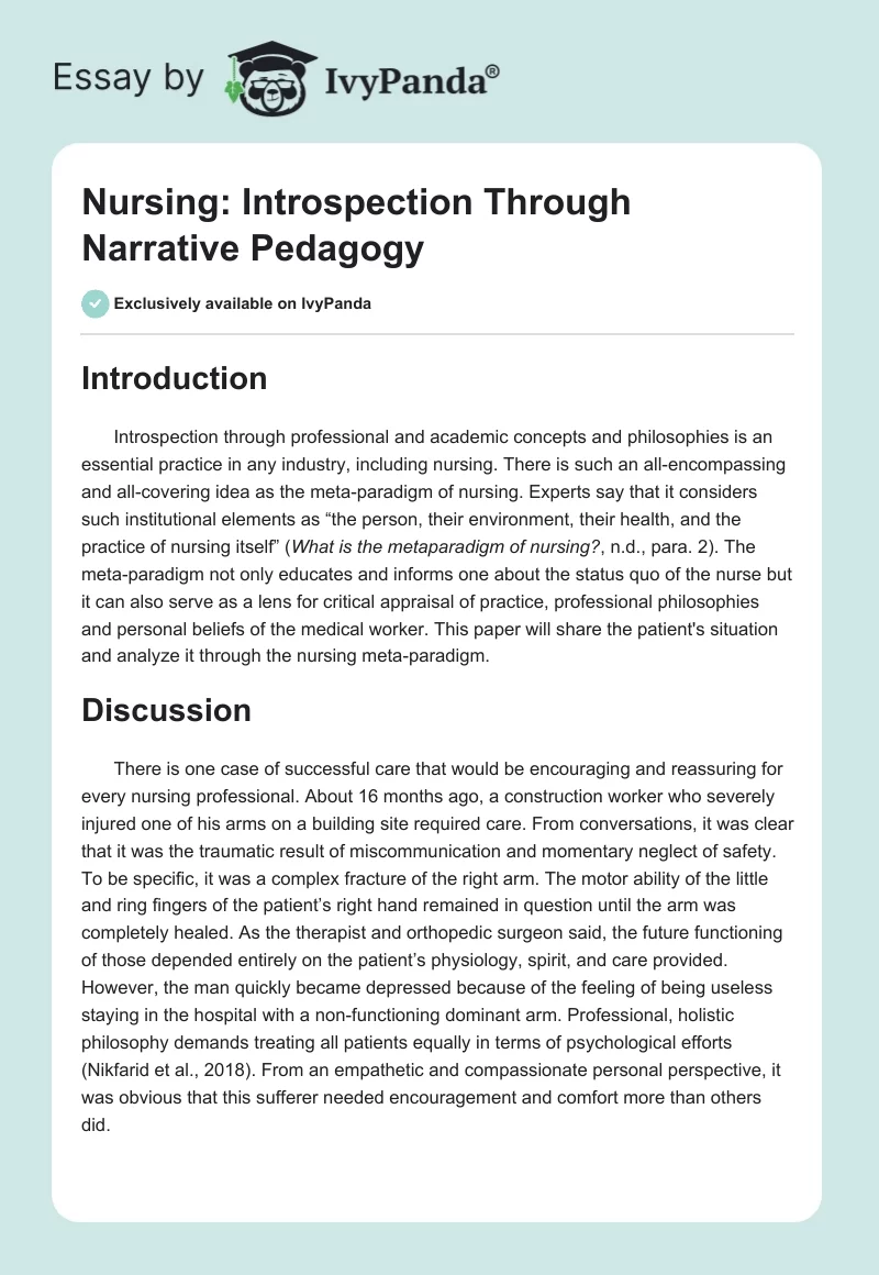 Nursing: Introspection Through Narrative Pedagogy. Page 1