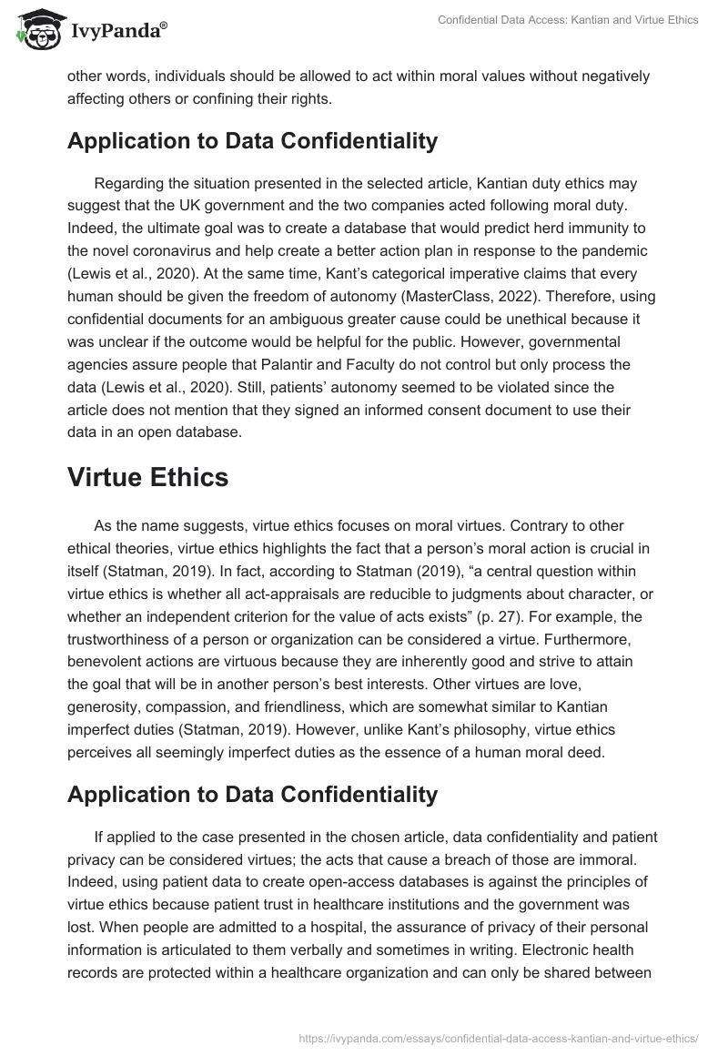 Confidential Data Access: Kantian and Virtue Ethics. Page 2