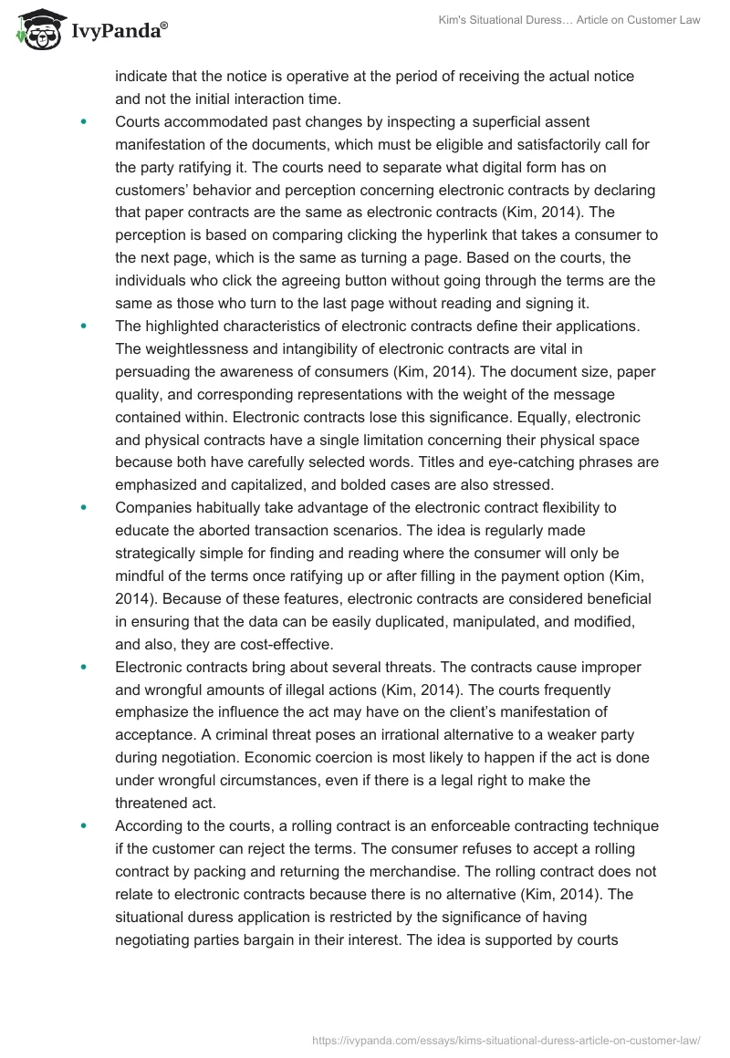 Kim's "Situational Duress…" Article on Customer Law. Page 2