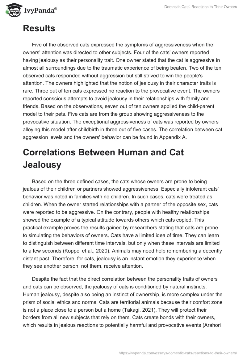 Domestic Cats’ Reactions to Their Owners. Page 2