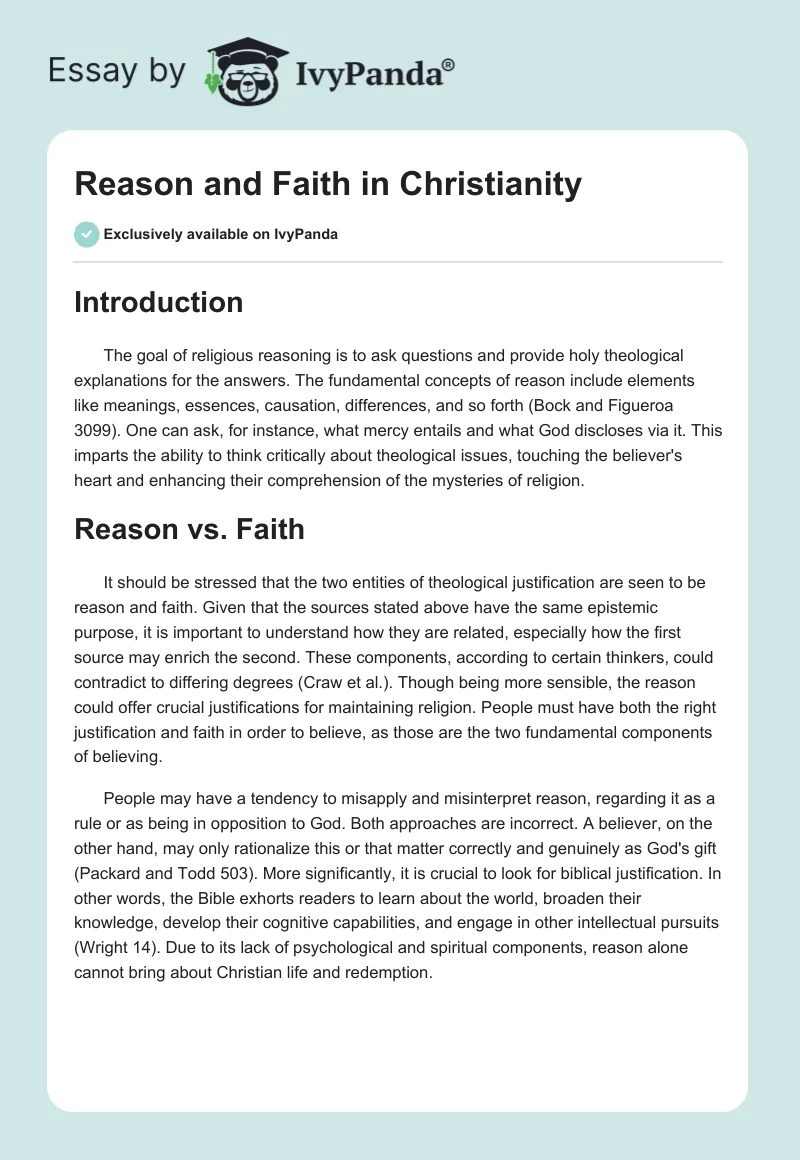 Reason and Faith in Christianity. Page 1