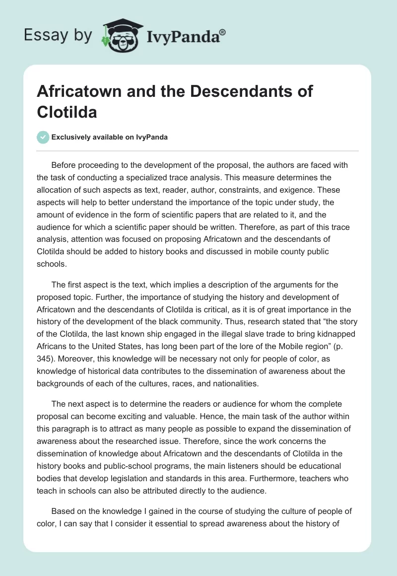 Africatown and the Descendants of Clotilda. Page 1