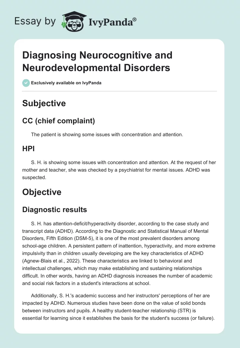 Diagnosing Neurocognitive and Neurodevelopmental Disorders. Page 1
