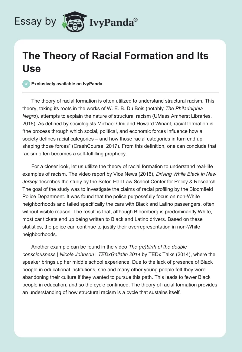 The Theory of Racial Formation and Its Use. Page 1