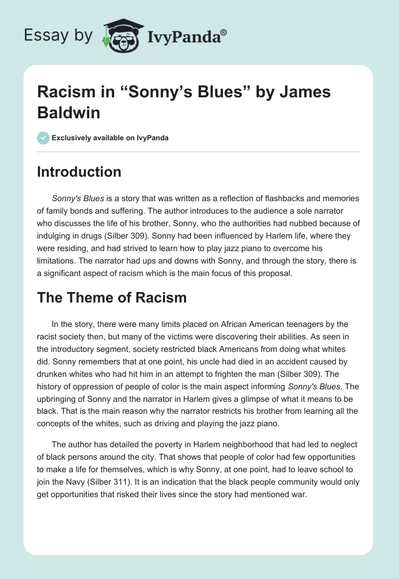 Racism in “Sonny’s Blues” by James Baldwin. Page 1