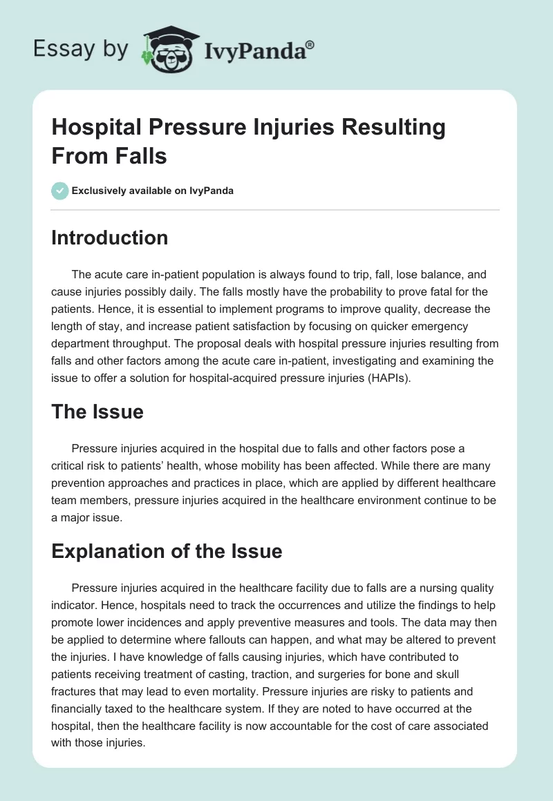 Hospital Pressure Injuries Resulting From Falls. Page 1