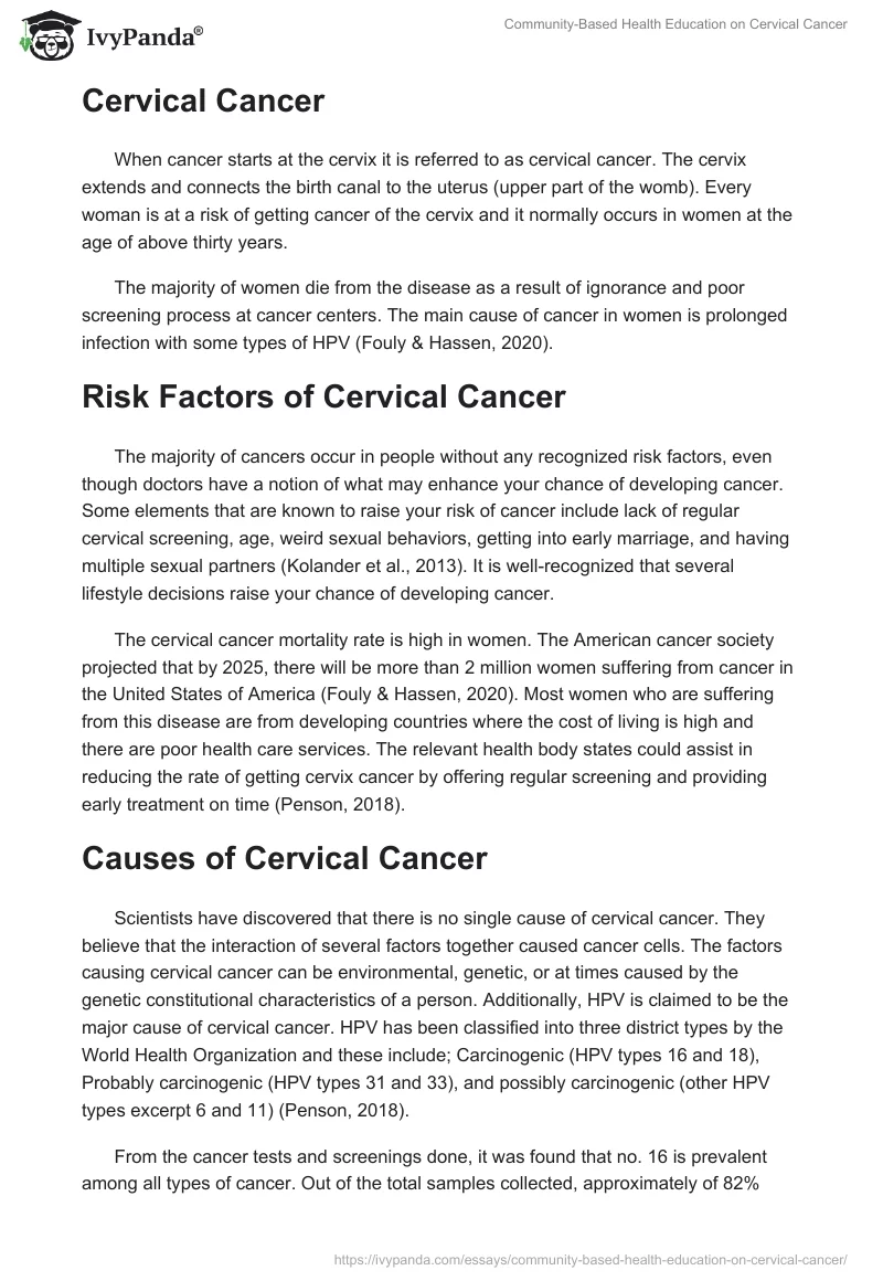 Community-Based Health Education on Cervical Cancer. Page 2