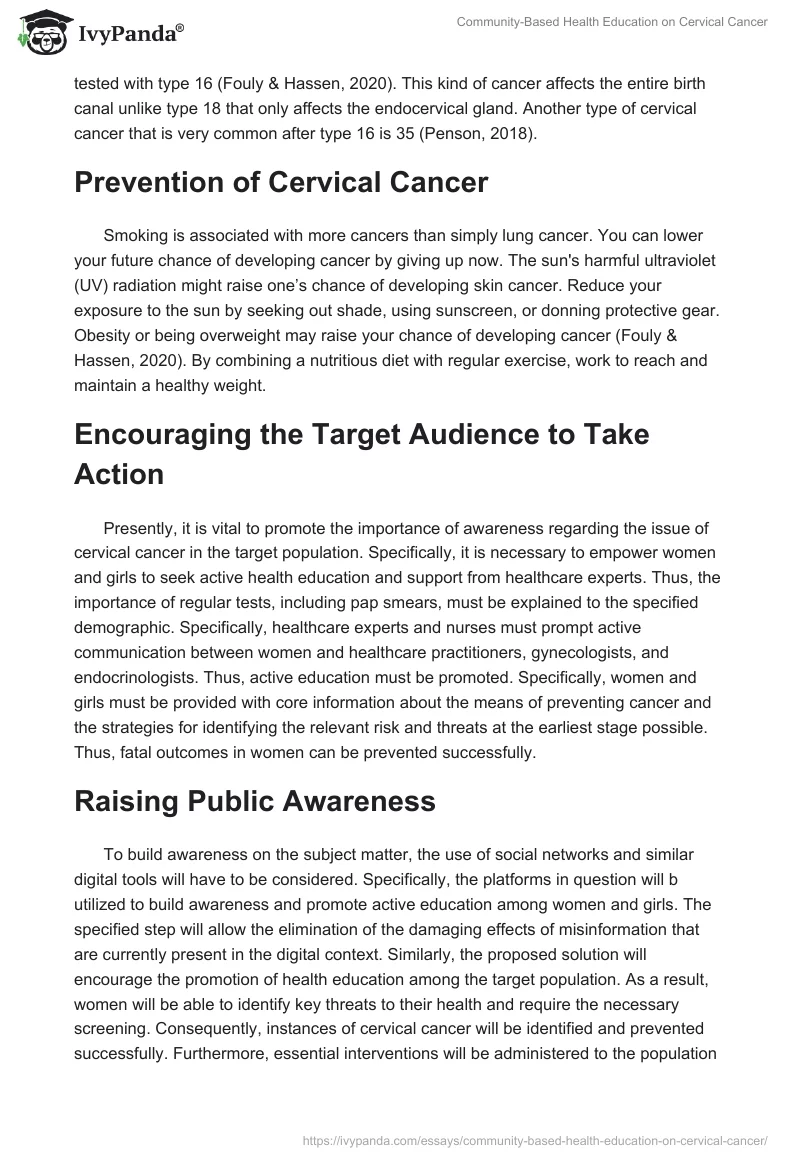 Community-Based Health Education on Cervical Cancer. Page 3