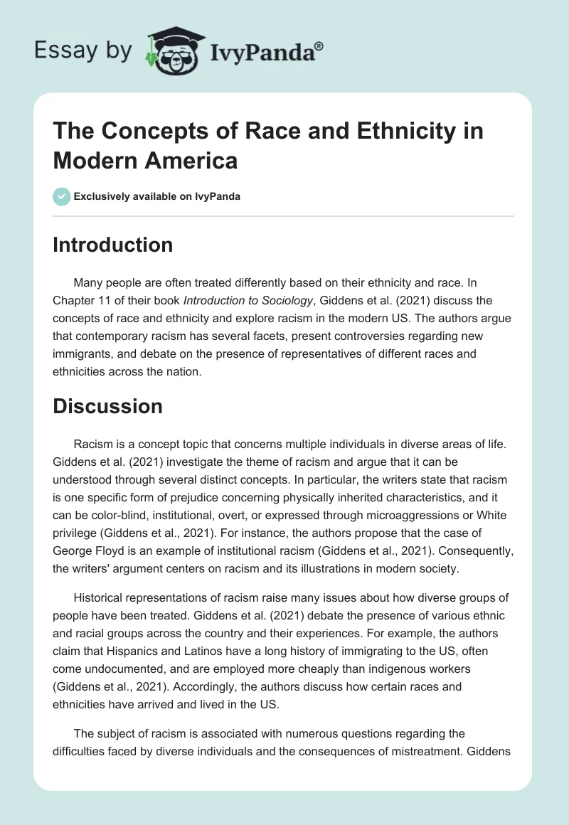 The Concepts of Race and Ethnicity in Modern America. Page 1