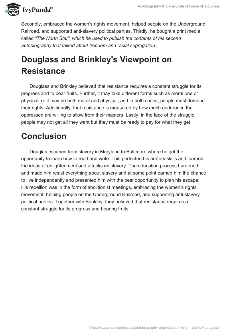 Autobiography & Slavery Life of Frederick Douglass. Page 2