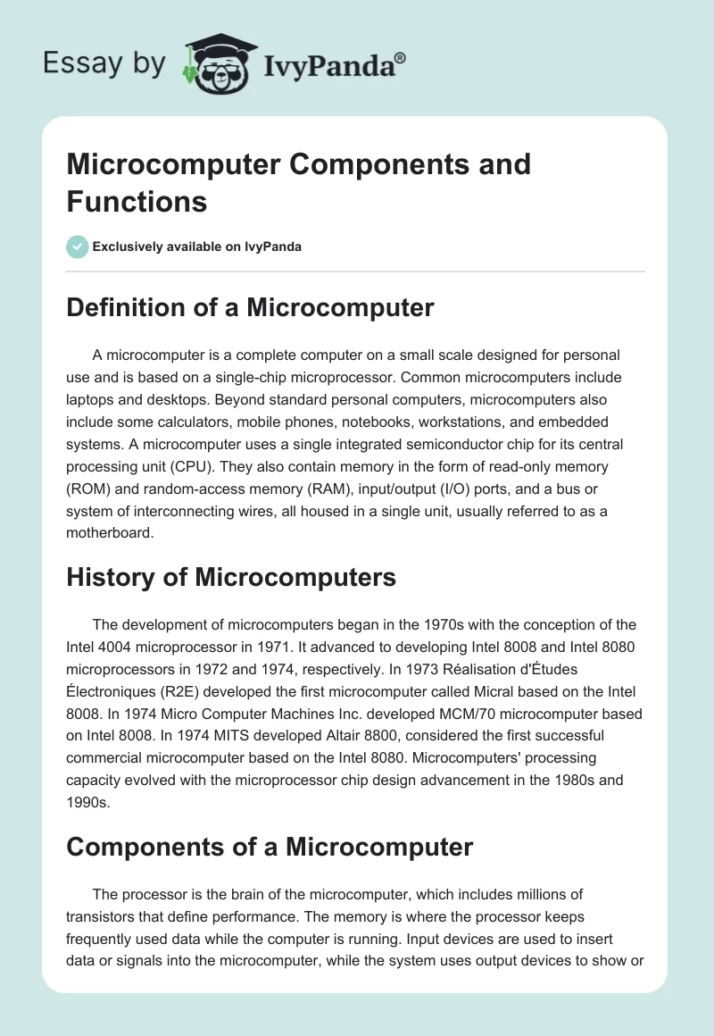 Microcomputer Components and Functions. Page 1