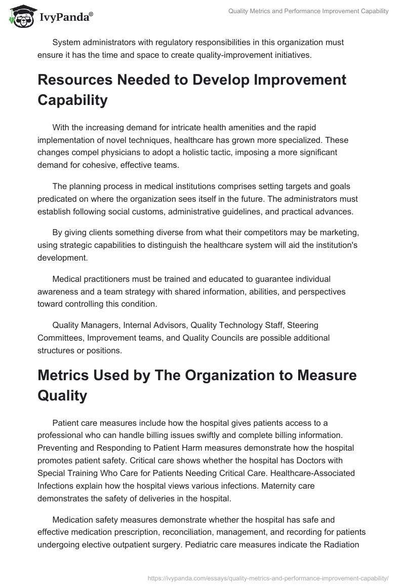 Quality Metrics and Performance Improvement Capability. Page 2